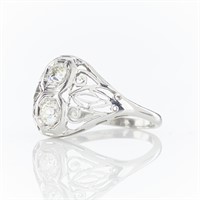 14k White Gold Art Deco 2 Stone Diamond Ring