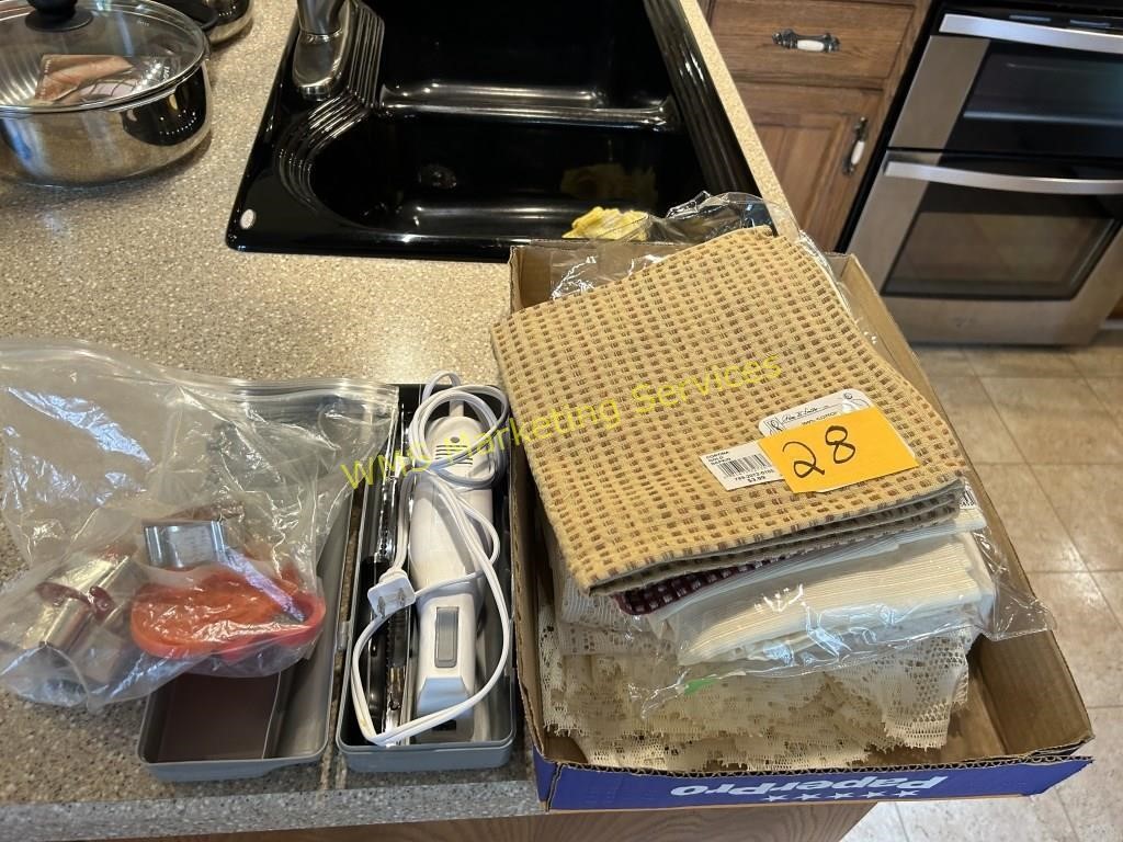 Cookie Cutters, Electric Knife, Table Clothes, Etc