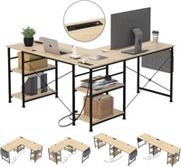 Tbfit L Shaped Desk with Storage Shelves