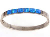 STERLING TAXCO BRACELET WITH BLUE OPAL INLAY