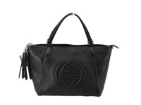 GUCCI GG Black Leather SoHo Hand Bag