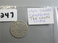 1905 Silver Canadian Ten Cents Coin