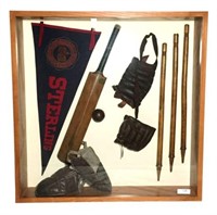 Vintage Cricket Items in Shadowbox Frame