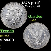 1878-p 7tf Morgan $1 Grades Select Unc