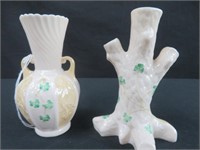 2 BELLEEK VASES (GREEN MARK)