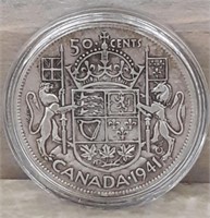 1941 Canadian Silver Half Dollar & protective case