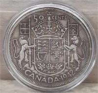 1942 Canadian Silver Half Dollar & protective case