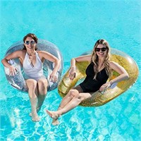 Sloosh 2 Packs Adults Pool Float Chair with Cuphol