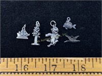 (5) sterling charms 12.2 grams total