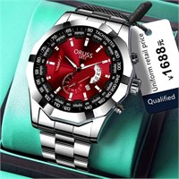 SHARP Red Face Fashion Mens watch silver
