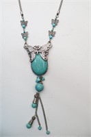 Faux Turquoise Butterfly Necklace