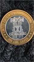 (0.6oz) .999 Silver Hilton $10 Gaming Token