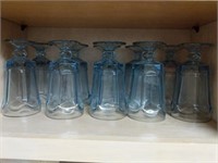 Set of 10 Clear Blue Fountain Glasses