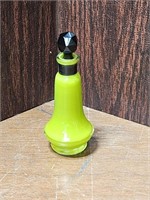 VINTAGE GREEN AND BLACK GLASS PERFUME BOTTLE
