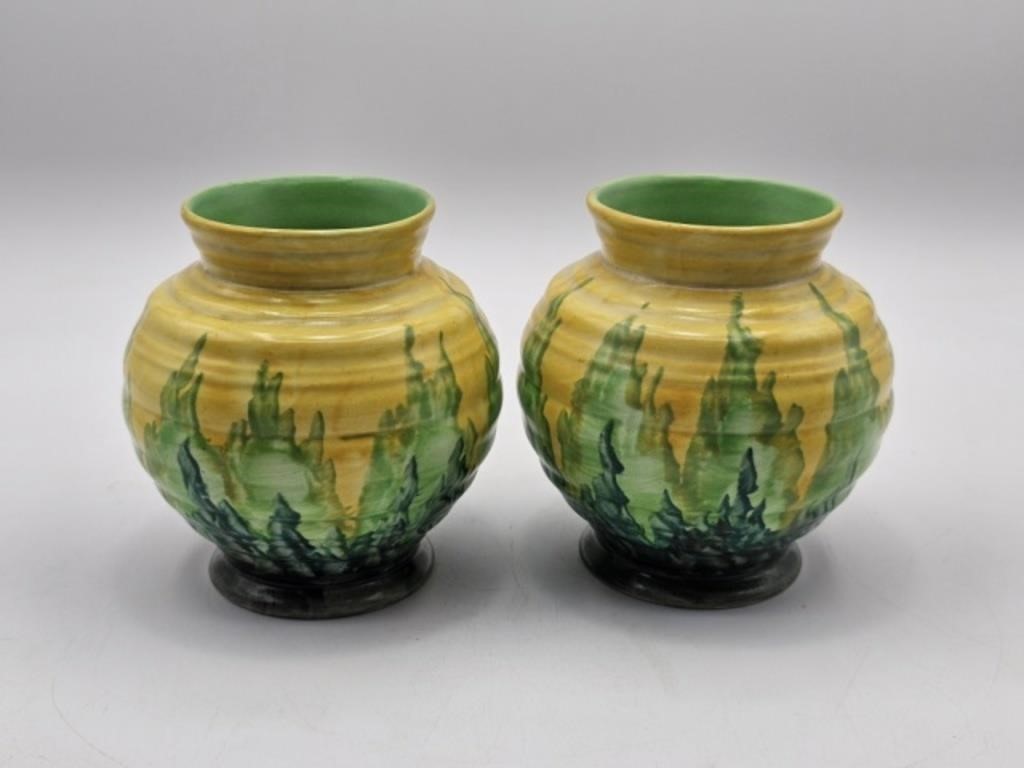 PAIR OF ART DECO CARLTON WARE DRIP VASES