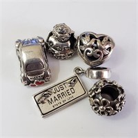 $260 Silver Pack Of 5 Pandora Style Beads