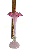 Pink Ruffled Opalescent Vase *rim chipped please