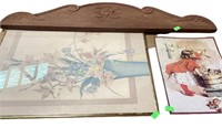 Wooden board with embossed floral woodworking,
