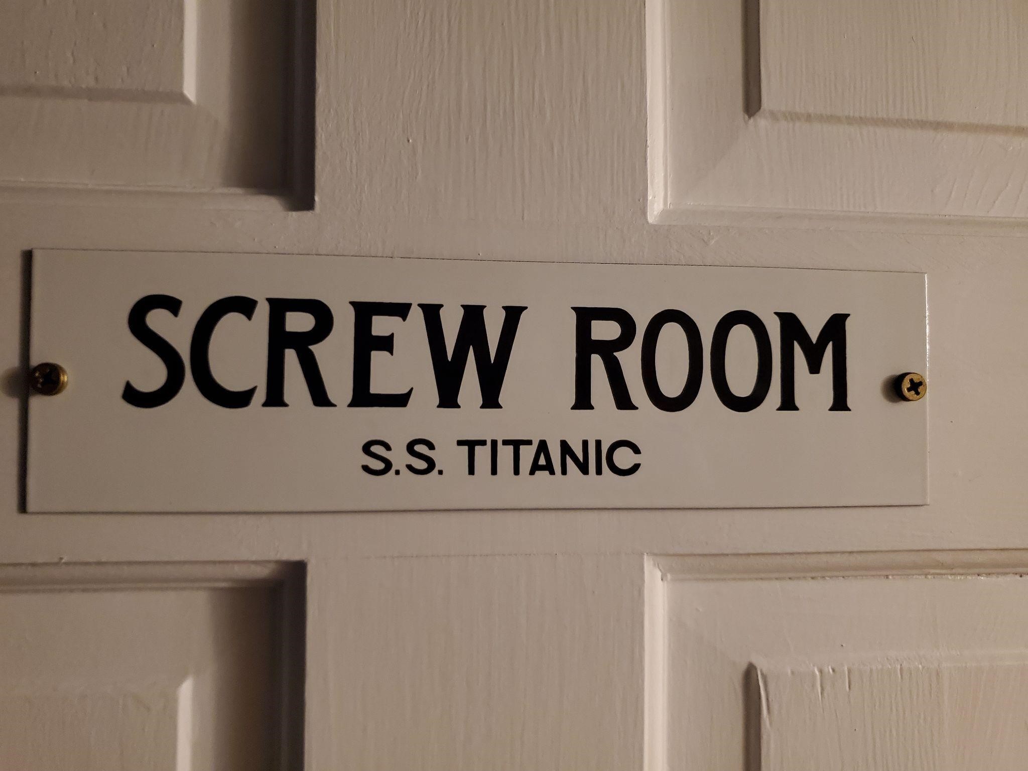 Screw Room door sign