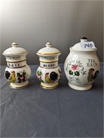 Rooster & Roses S&P and Tea Bag Jar