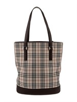Burberry Nova Check Leather-trimmed Tote