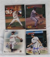 (4) AUTHENTIC AUTOGRAPHED BASEBALL CARDS