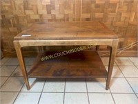 Retro style wood side table with bottom shelf