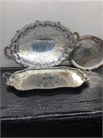 Vintage Lot of 3 SILVER PLATE TRAYS