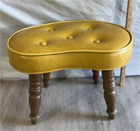 Vintage footstool yellow vinyl