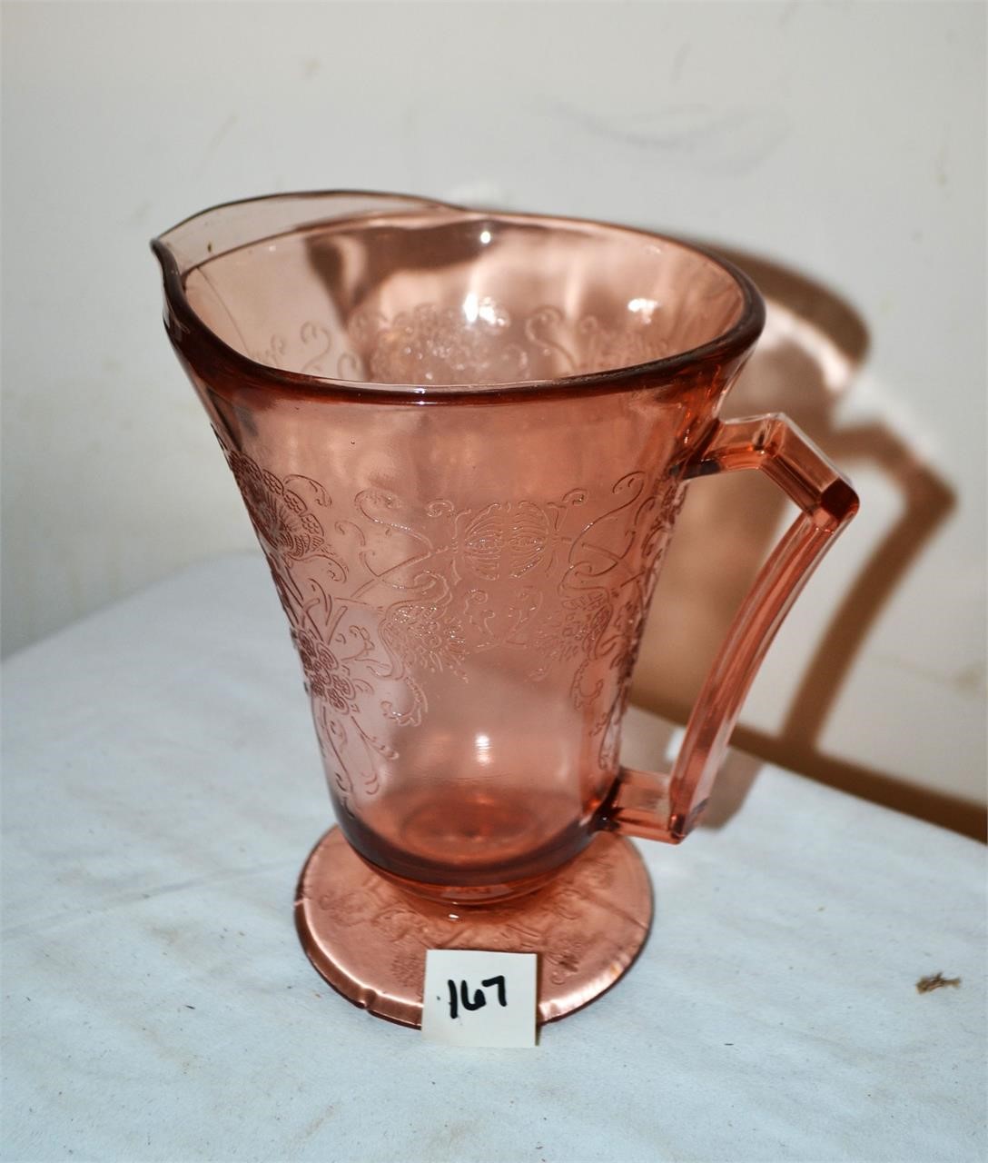 Pink Depression glass Pitcher