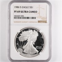 1986-S Proof Silver Eagle NGC PF69 UC