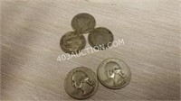 Lot of 5 American Silver Coins