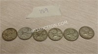 25¢ Canadian Silver Quarters 6 Pieces