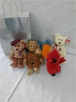 5 collectible Ty Beanie Babies