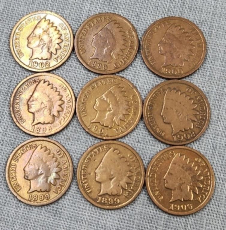 9 Indian Head Pennies