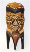 Large African carved wood painted mask