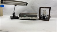 2 mid Century Table lamps & 1980’s York 8 track &