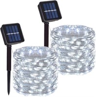 2 Pack 100 LED Solar Powered Wire String Lights