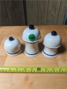 Three Sugar / Jam Ceramic Containers w/ Lids