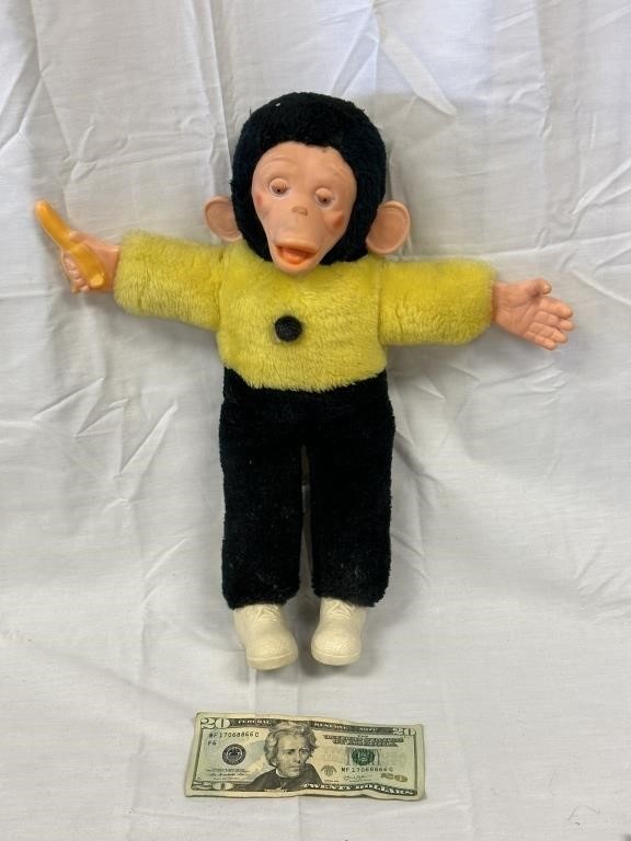 Vintage Monkey With Banana Doll