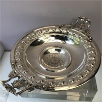 STERLING SILVER PEDESTAL TRAY HANDLED
