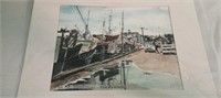 Matted Grays Watercolor Pier #3 Waterfront New