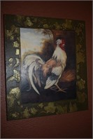 Home Decor Rooster Art Framed in Relief