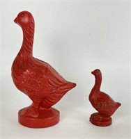 Vintage Cast Iron Painted Red Goose Shoes Banks