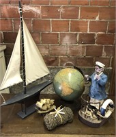 Vintage Nautical Decor Globe Ship Captain