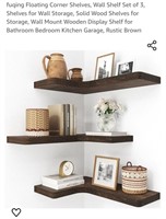 NEW Set of 3 Floating Corner Shelves, Rustic