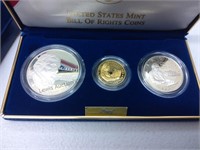 United States Bill of Rights three coin set
