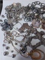 Lot of Silvertone Necklaces and Bracelets