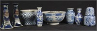 MIXED LOT OF 13 ASIAN BLUE & WHITE PORCELAIN