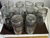 canning Jars. 10 total. Atlas.